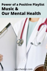 title-how music affects our mental health-doctor holding clipboard and ukulele